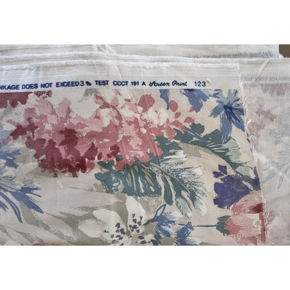 Vtg 1987 House 'N Home Pink Purple Teal Floral Drapery Fabric 54